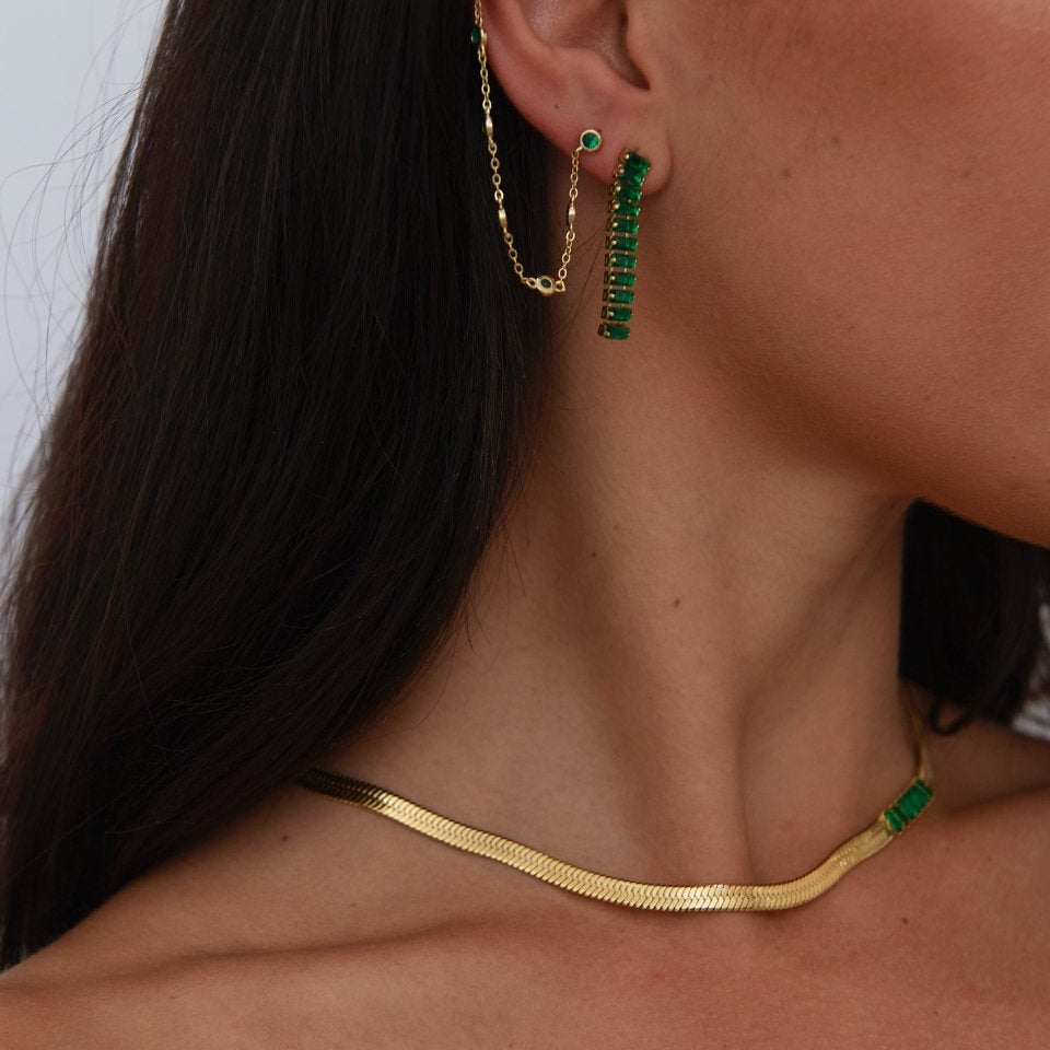 Alessia Emerald CZ Drop Earring - Earrings - Sahira Jewelry Design - The Grove