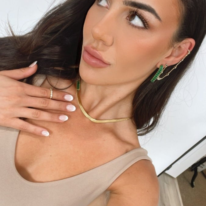 Alessia Emerald CZ Drop Earring - Earrings - Sahira Jewelry Design - The Grove
