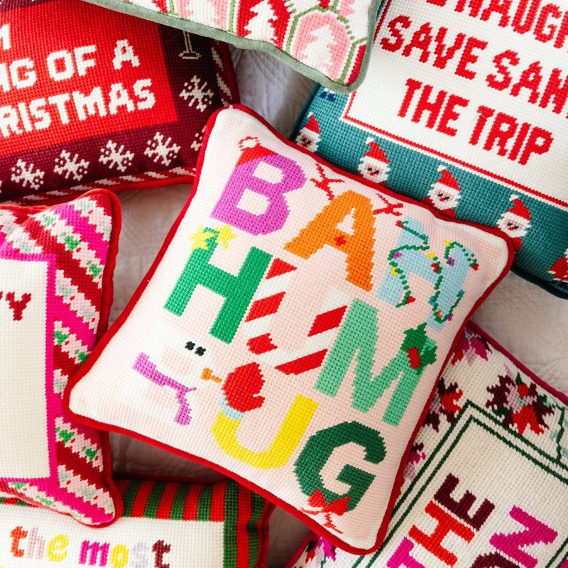 Bah Humbug Needlepoint Pillow - Throw Pillows - Furbish Studio - The Grove