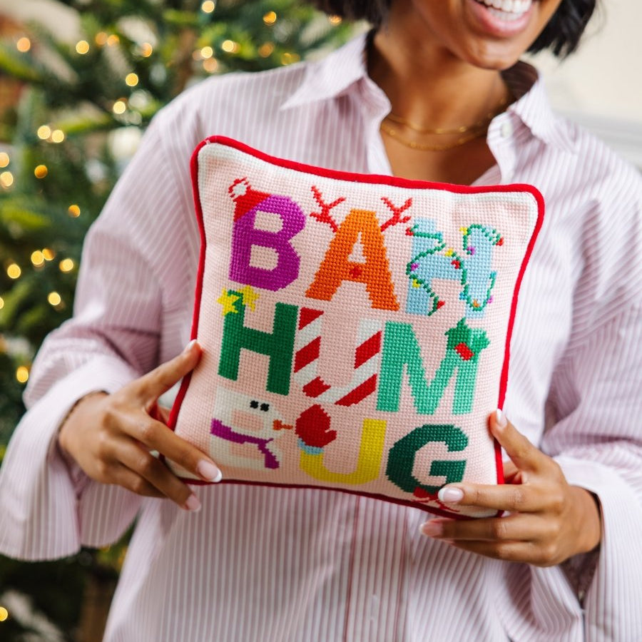 Bah Humbug Needlepoint Pillow - Throw Pillows - Furbish Studio - The Grove