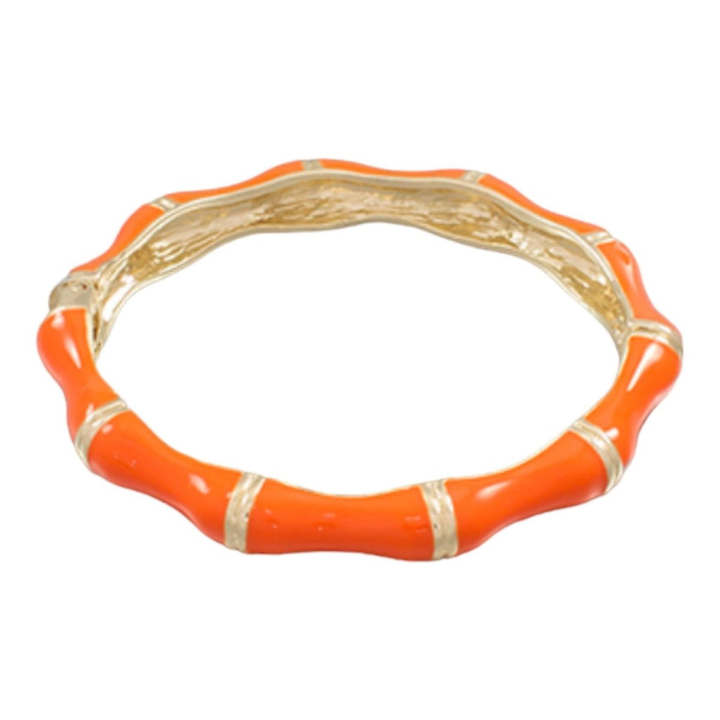 Bamboo Enamel Hinged Bracelet | Orange-Bracelets-Twist-The Grove