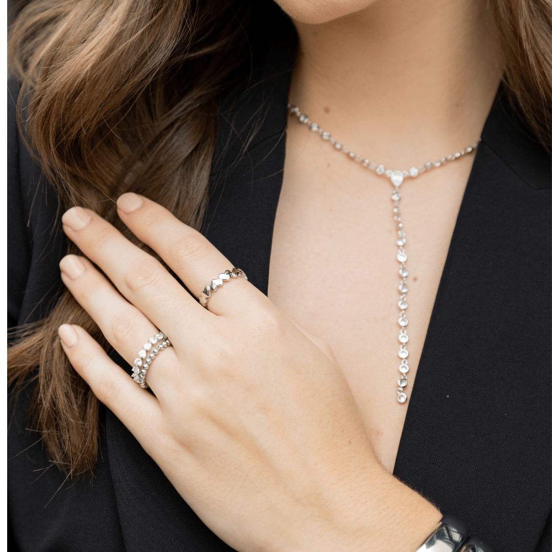 Beaded Stackable Ring - Silver - Sahira Jewelry Design - The Grove