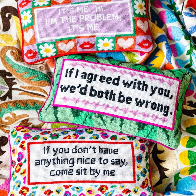 Both Be Wrong Needlepoint Pillow - Throw Pillows - Furbish Studio - The Grove