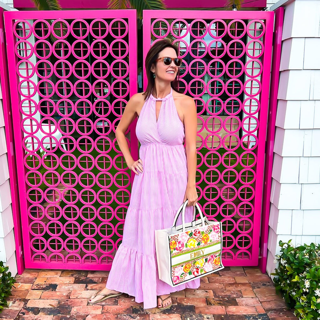 Celeste Striped Maxi Dress | Pink-Dresses-Style U-The Grove