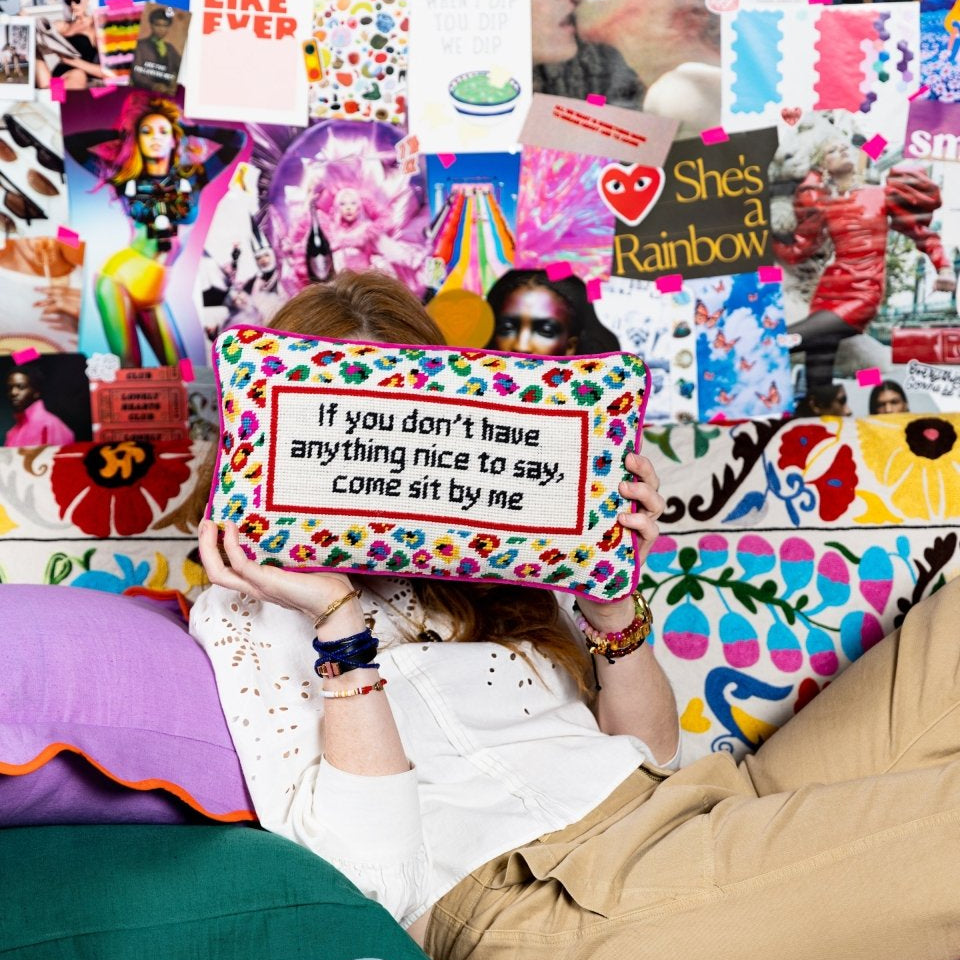 Come Sit By Me Needlepoint Pillow - Throw Pillows - Furbish Studio - The Grove