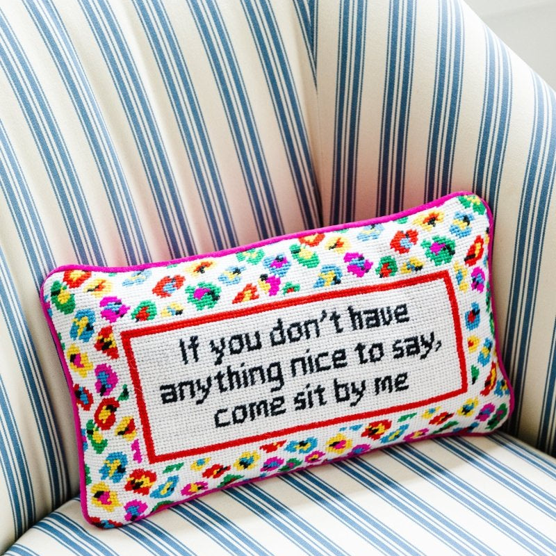 Come Sit By Me Needlepoint Pillow - Throw Pillows - Furbish Studio - The Grove