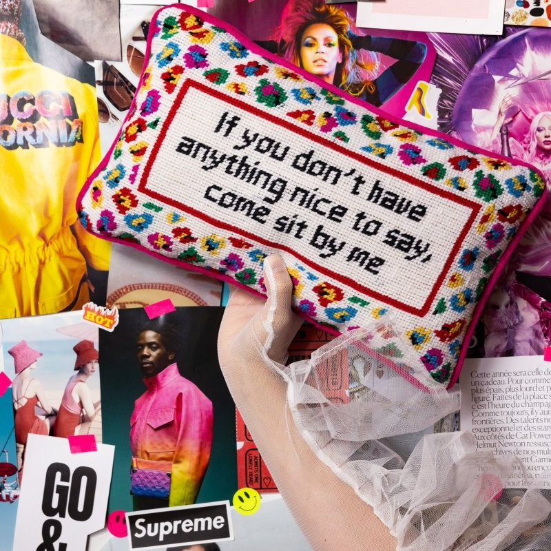 Come Sit By Me Needlepoint Pillow - Throw Pillows - Furbish Studio - The Grove