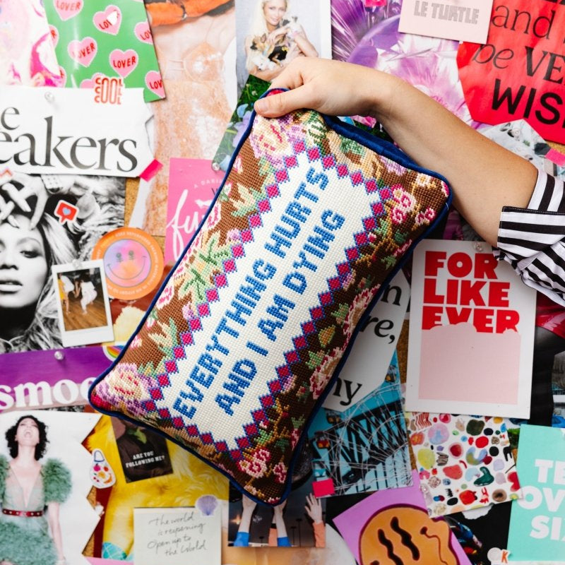 Everything Hurts Needlepoint Pillow - Throw Pillows - Furbish Studio - The Grove