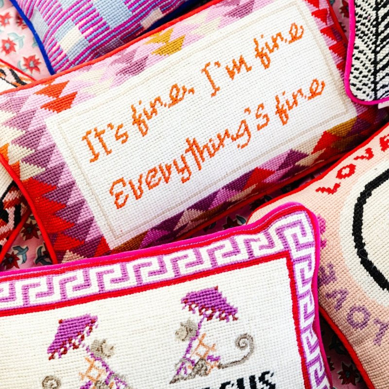 Everything's Fine Needlepoint Pillow - Throw Pillows - Furbish Studio - The Grove