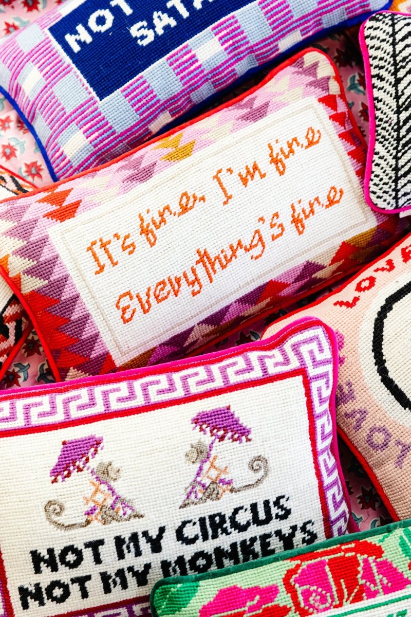 Everything's Fine Needlepoint Pillow - Throw Pillows - Furbish Studio - The Grove