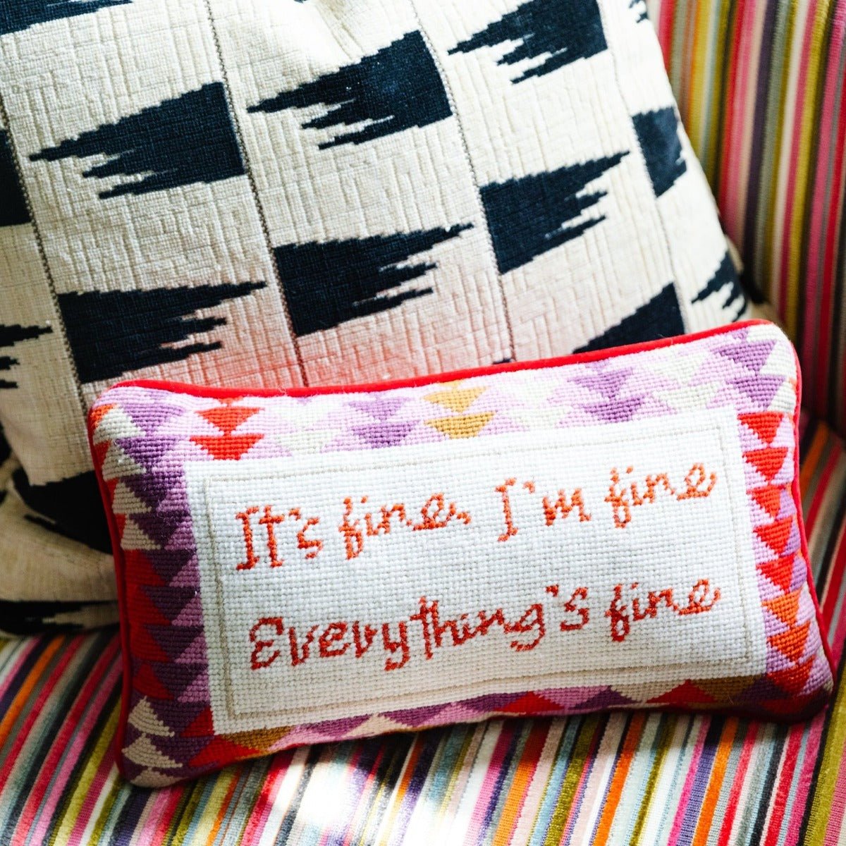Everything's Fine Needlepoint Pillow - Throw Pillows - Furbish Studio - The Grove