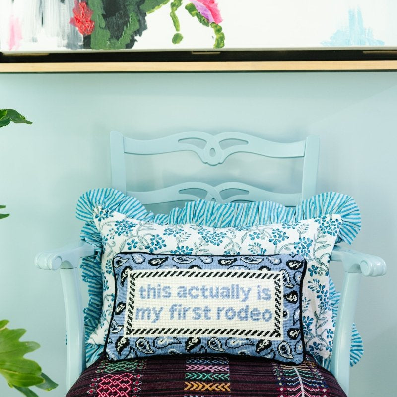First Rodeo Needlepoint Pillow - Throw Pillows - Furbish Studio - The Grove