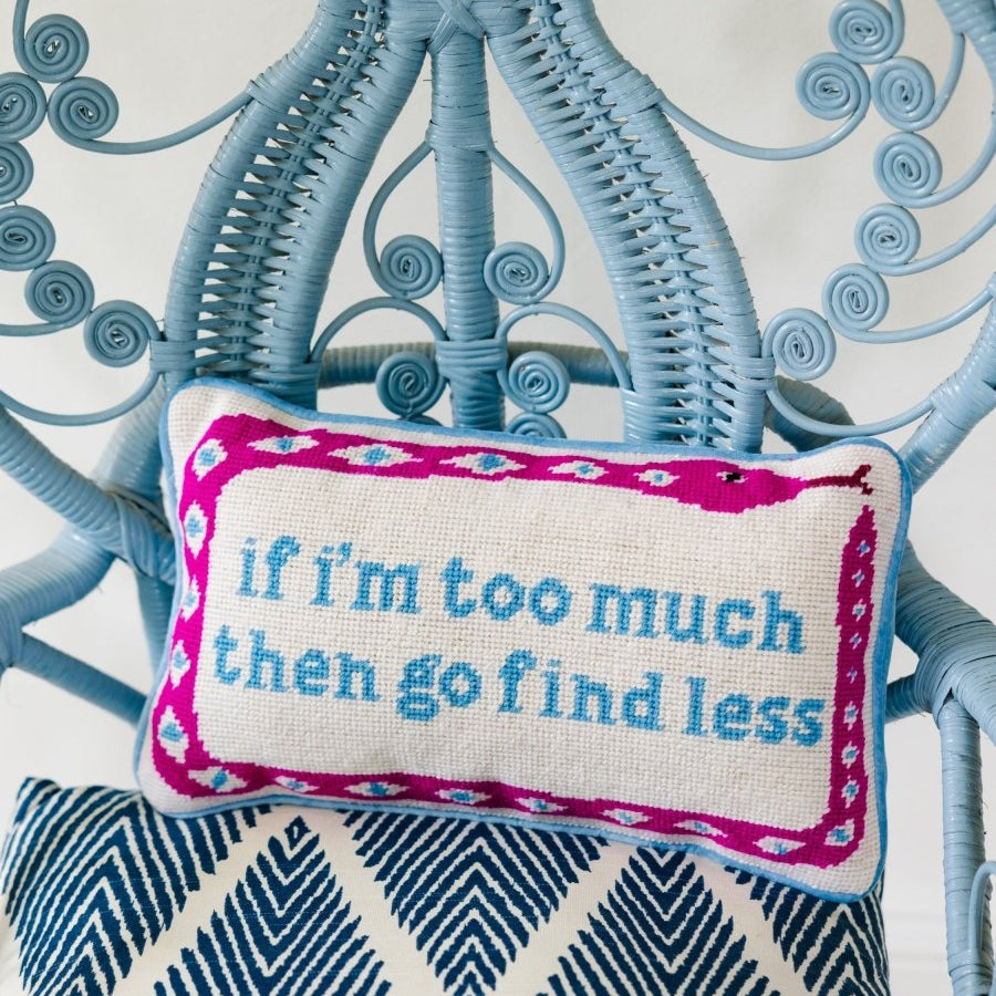 Go Find Less Needlepoint Pillow - Throw Pillows - Furbish Studio - The Grove