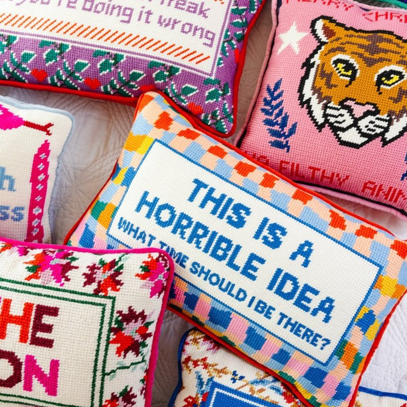 Horrible Idea Needlepoint Pillow - Throw Pillows - Furbish Studio - The Grove