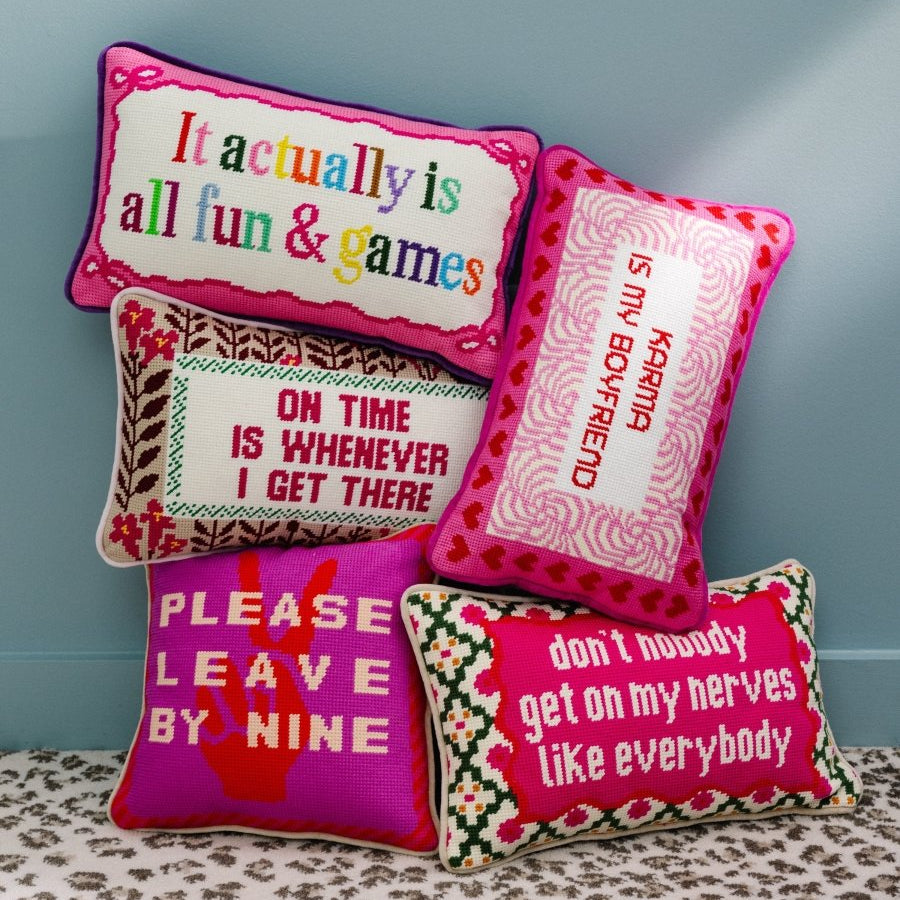 Leave by Nine Needlepoint Pillow - Throw Pillows - Furbish Studio - The Grove