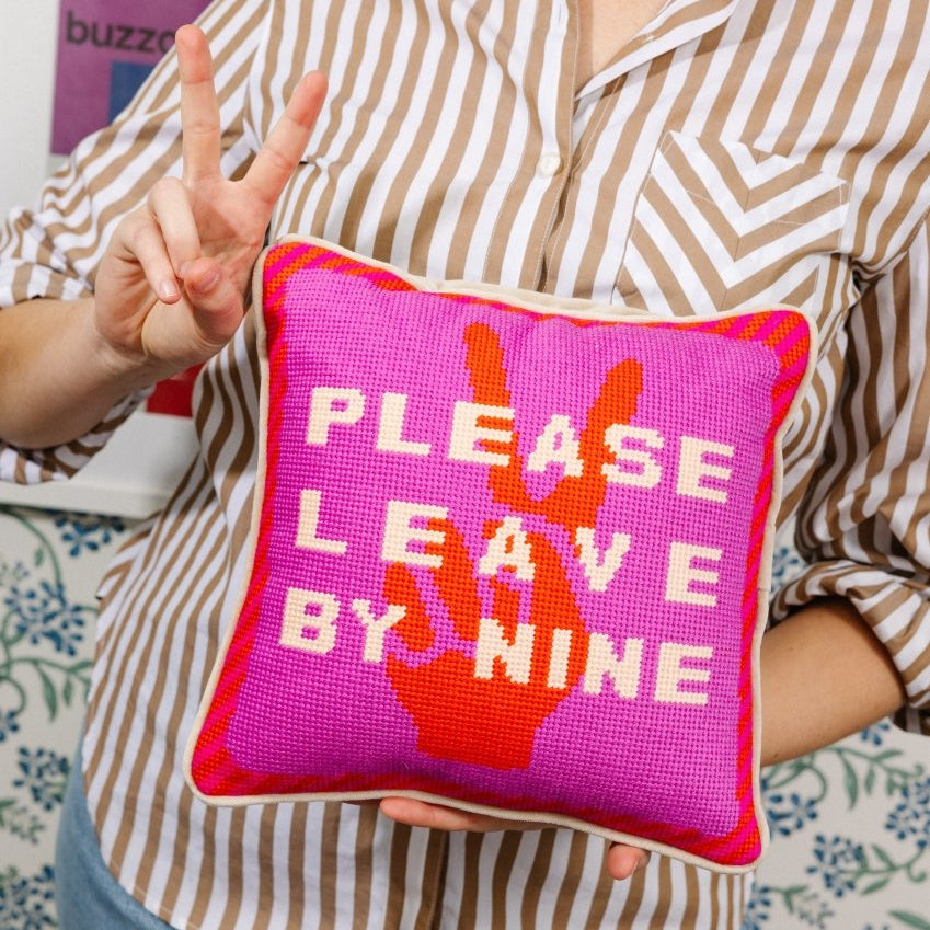 Leave by Nine Needlepoint Pillow - Throw Pillows - Furbish Studio - The Grove