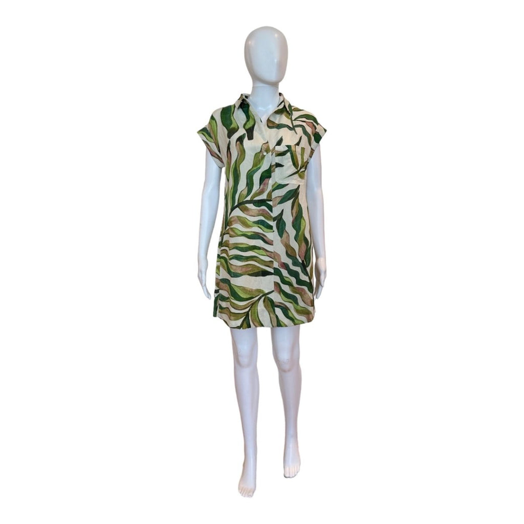 Maldive Green Mini Shirt Dress-Dresses-Oliphant-The Grove
