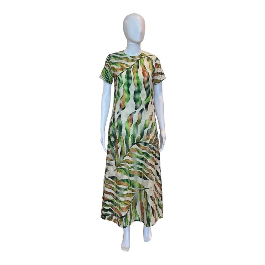 Maldive Green Short Sleeve Maxi Shift Dress-Dresses-Oliphant-The Grove