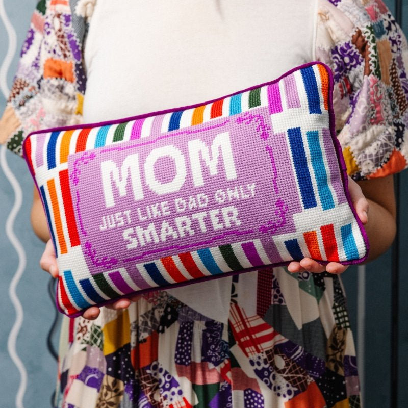Mom Rules Needlepoint Pillow - Throw Pillows - Furbish Studio - The Grove