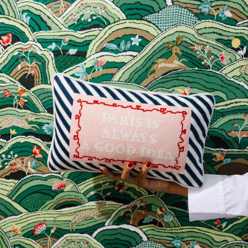 Paris Needlepoint Pillow - Throw Pillows - Furbish Studio - The Grove