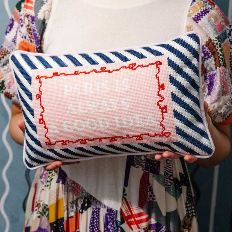 Paris Needlepoint Pillow - Throw Pillows - Furbish Studio - The Grove