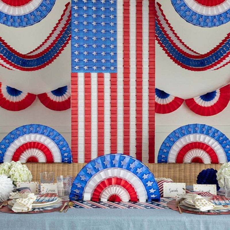 Patriotic Ruffled Balls Decor | Set of 3-Seasonal & Holiday Decorations-Hester & Cook-The Grove
