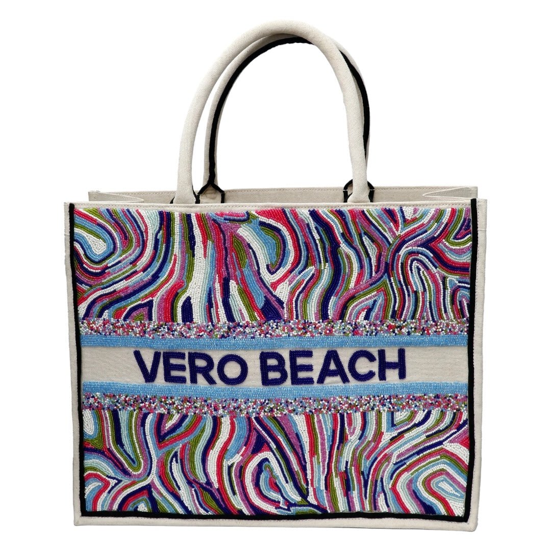 Personalized Beaded Swirl Tote - Handbags - Tiana - The Grove