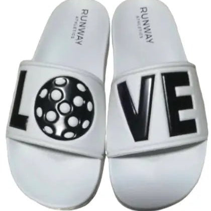 Pickleball Slides | White with Black-Sandals-Runway Athletics-The Grove