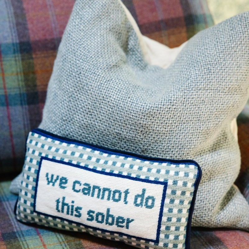 Sober Needlepoint Pillow - Throw Pillows - Furbish Studio - The Grove