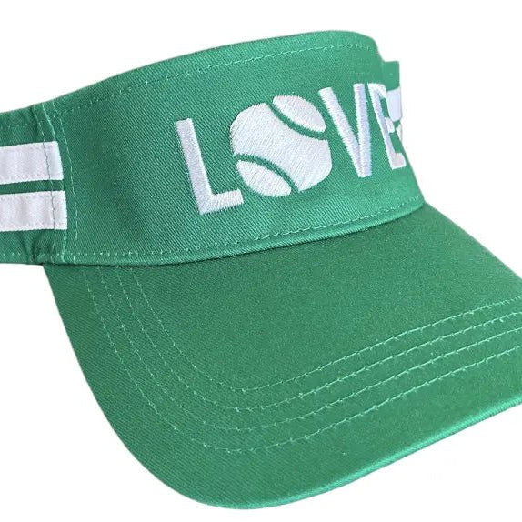 Striped Cotton Canvas LOVE Visor | Green with White LOVE - Hats - Runway Athletics - The Grove