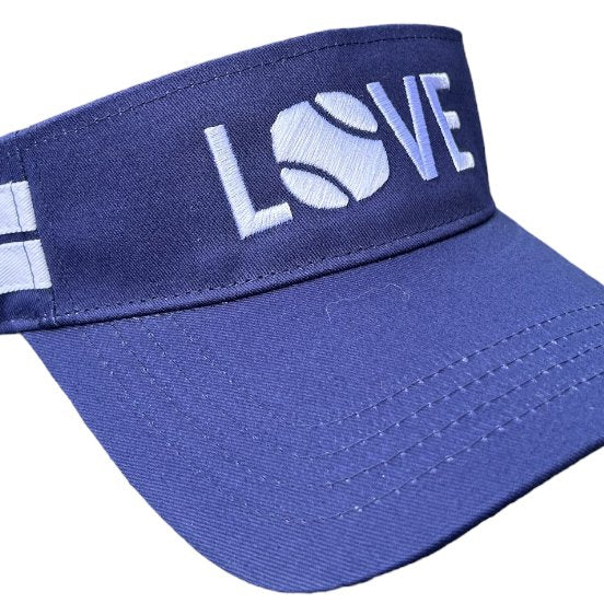 Striped Cotton Canvas LOVE Visor | Navy with White LOVE - Hats - Runway Athletics - The Grove