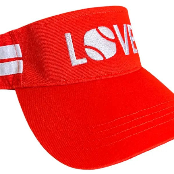 Striped Cotton Canvas LOVE Visor | Red with White LOVE - Hats - Runway Athletics - The Grove