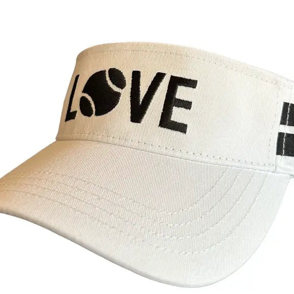 Striped Cotton Canvas LOVE Visor | White with Black LOVE - Hats - Runway Athletics - The Grove