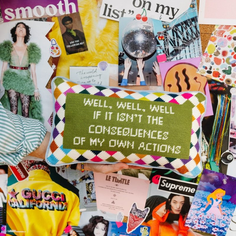 Well Well Well Needlepoint Pillow - Throw Pillows - Furbish Studio - The Grove