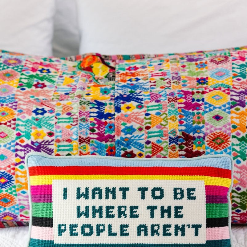 Where the People Aren't Needlepoint Pillow - Throw Pillows - Furbish Studio - The Grove