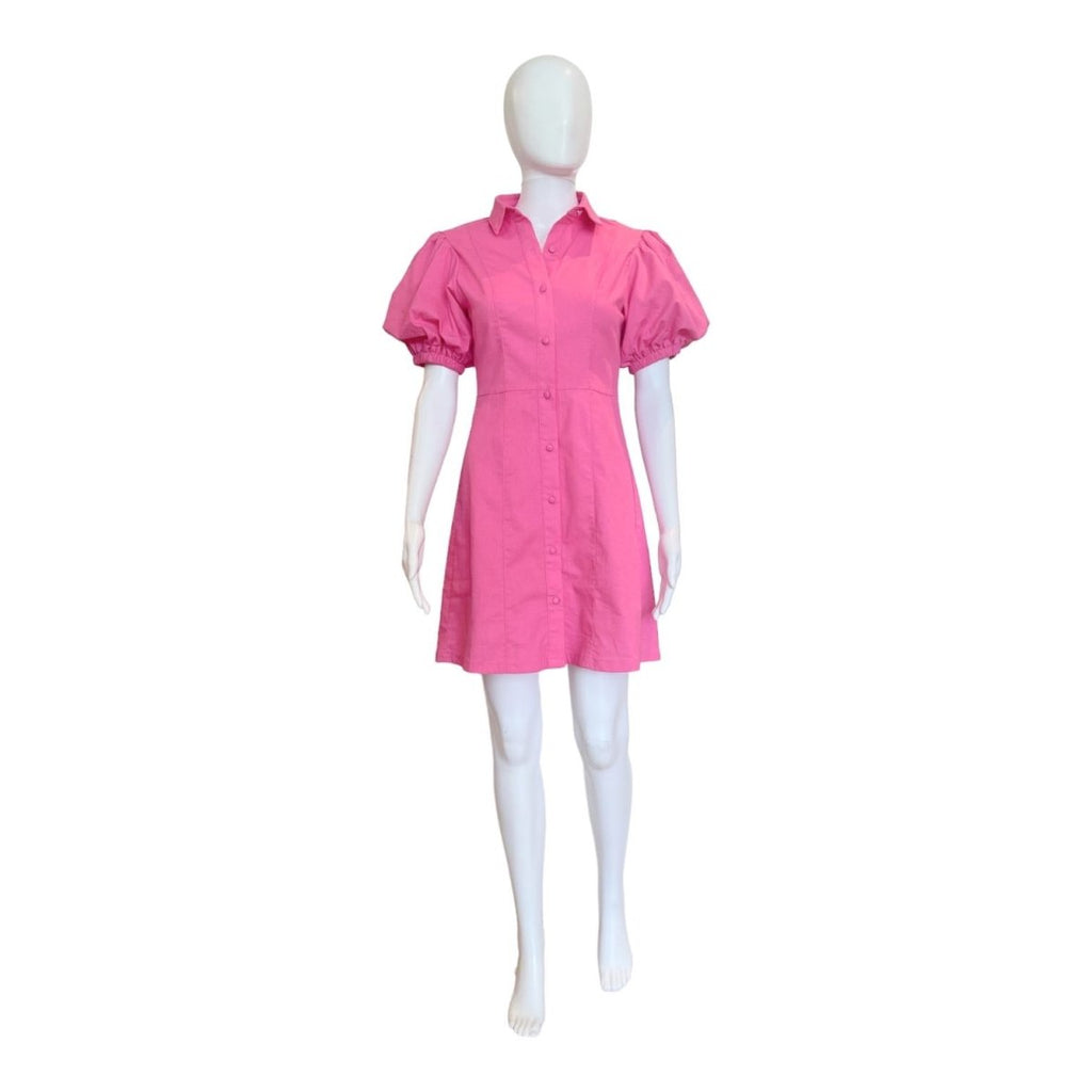Alexis Puff Sleeve Button Up Dress | Pink-Dresses-THML-The Grove