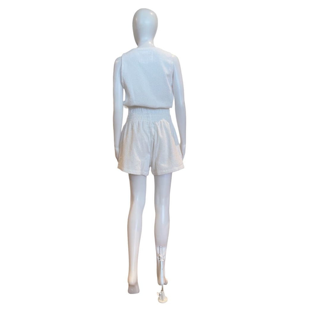 Alondra Pocket Towel Terry Shorts | White-Shorts-Mantra-The Grove
