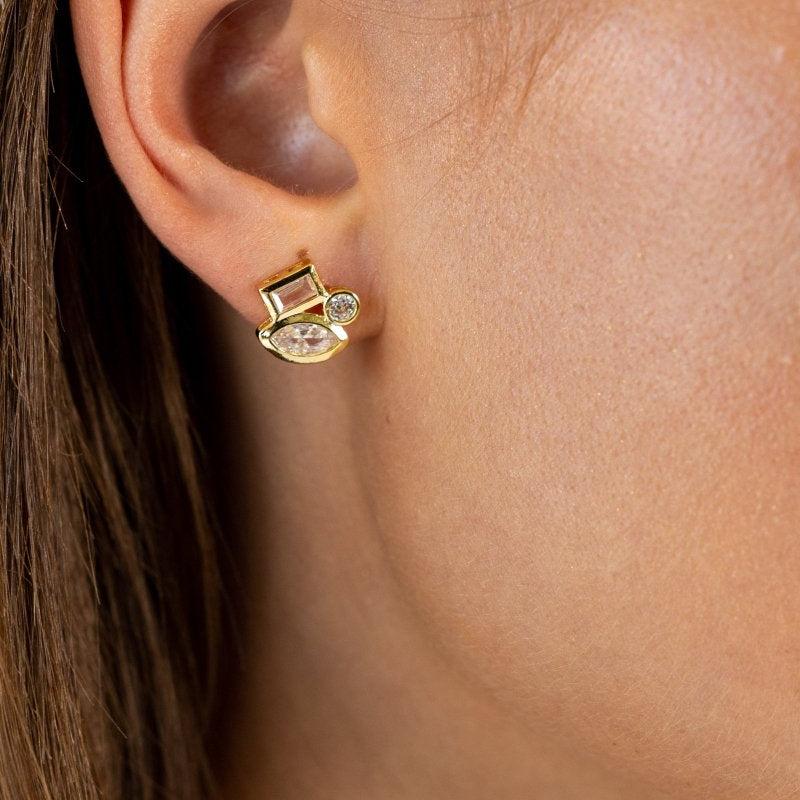 Amber Stud Earrings-Earrings-Sahira Jewelry Design-The Grove