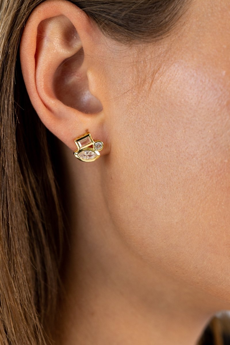 Amber Stud Earrings-Earrings-Sahira Jewelry Design-The Grove