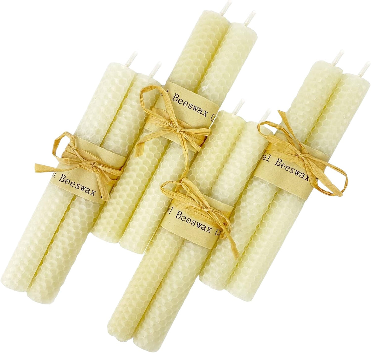 Beeswax White Taper Candles, Set of Two