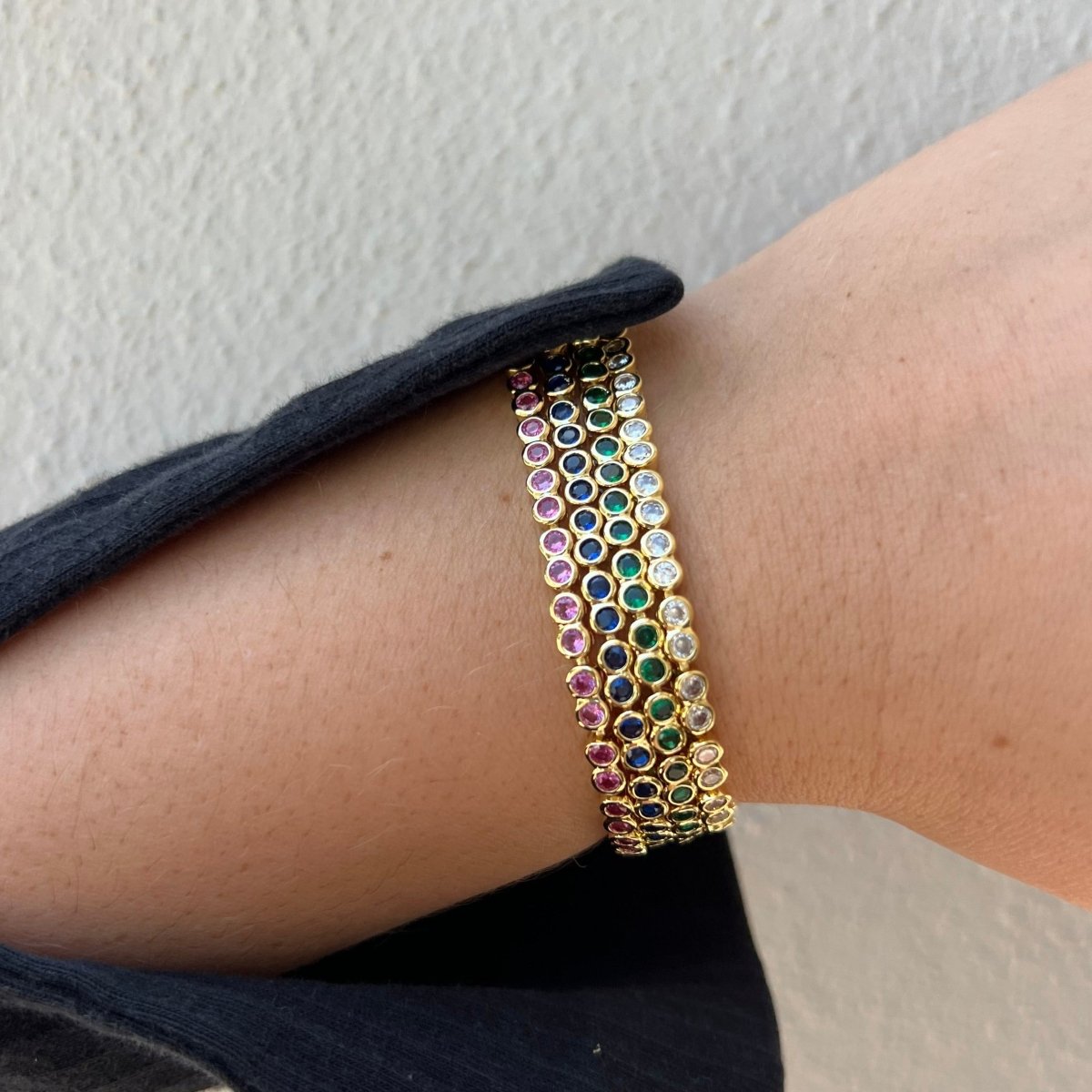 Bezel Tennis Bracelet | Emerald-Bracelet-Sahira Jewelry Design-The Grove
