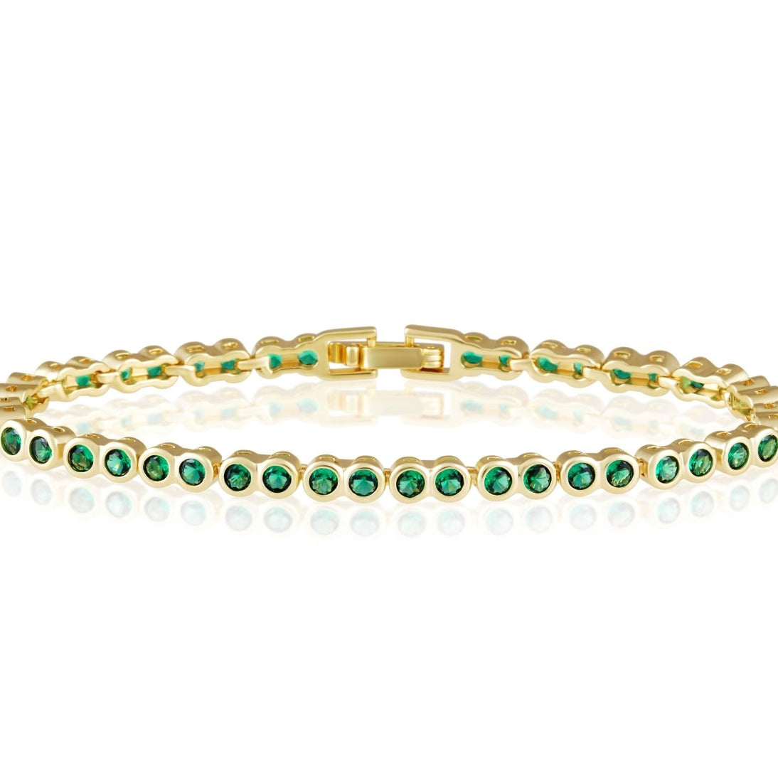 Bezel Tennis Bracelet | Emerald-Bracelet-Sahira Jewelry Design-The Grove