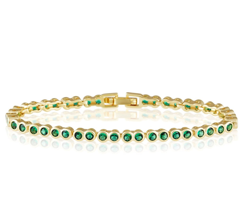 Bezel Tennis Bracelet | Emerald-Bracelet-Sahira Jewelry Design-The Grove