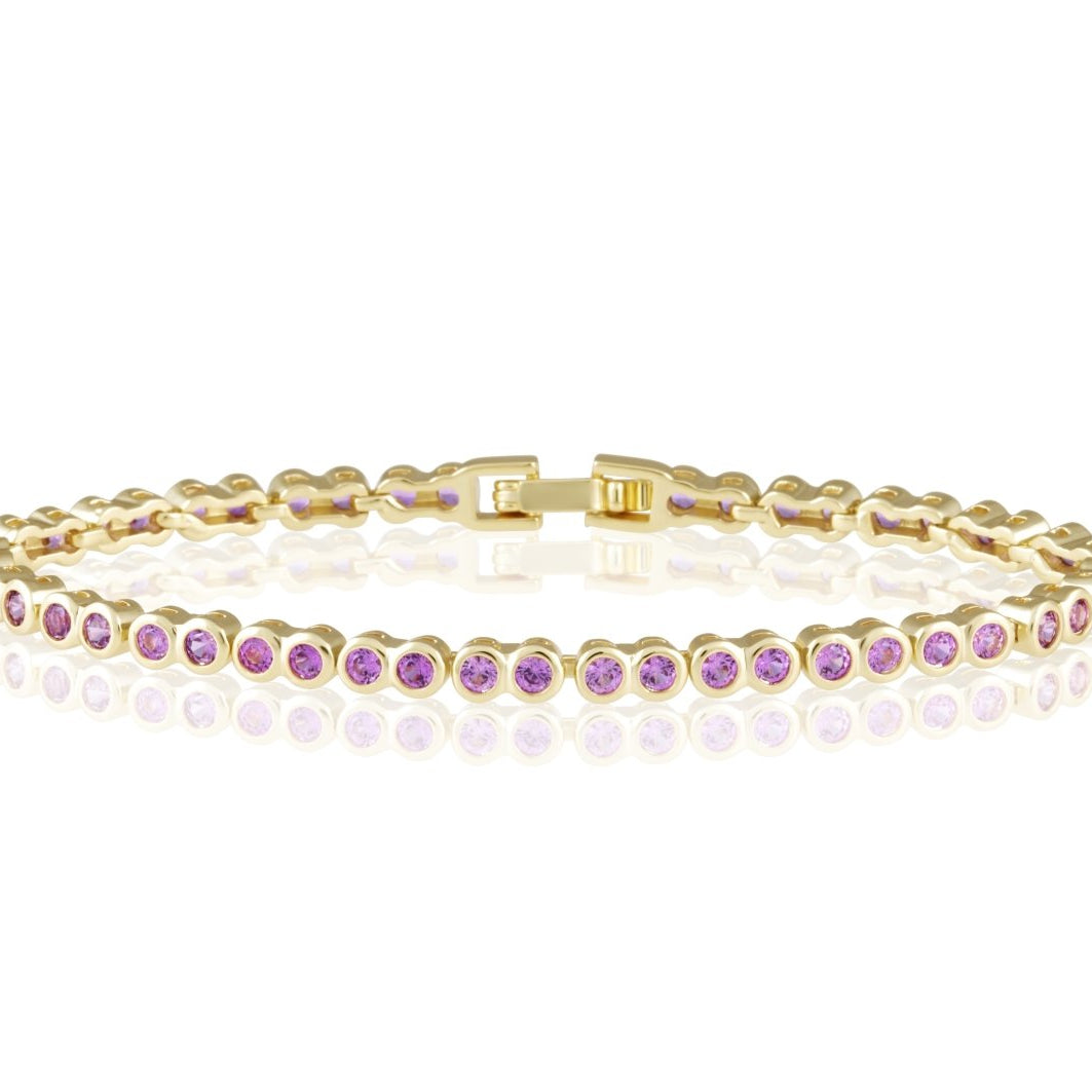 Bezel Tennis Bracelet | Pink-Bracelet-Sahira Jewelry Design-The Grove