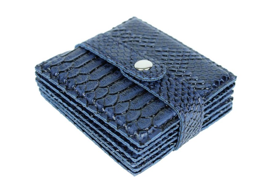 Blue Snakeskin Coasters, Set of 6-Coasters-Clementine WP-The Grove