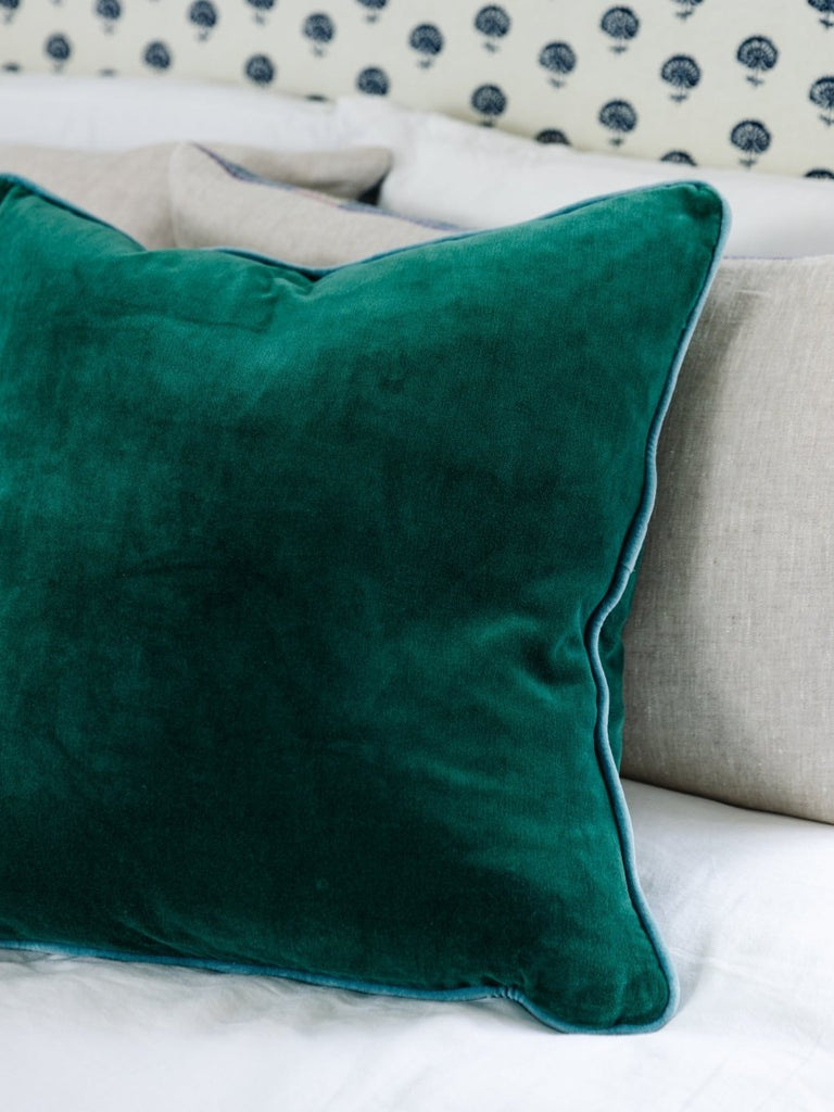 Charliss Velvet Pillow | Green + Aqua-Throw Pillows-Furbish Studio-The Grove