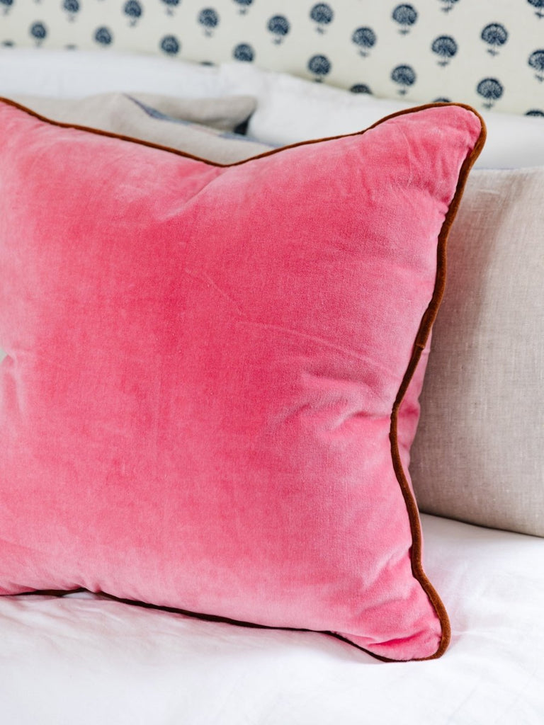 Charliss Velvet Pillow | Light Pink + Rust-Throw Pillows-Furbish Studio-The Grove