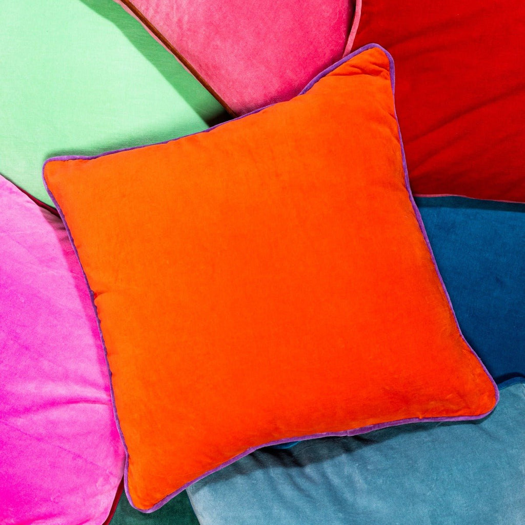 Charliss Velvet Pillow | Orange + Lilac-Throw Pillows-Furbish Studio-The Grove