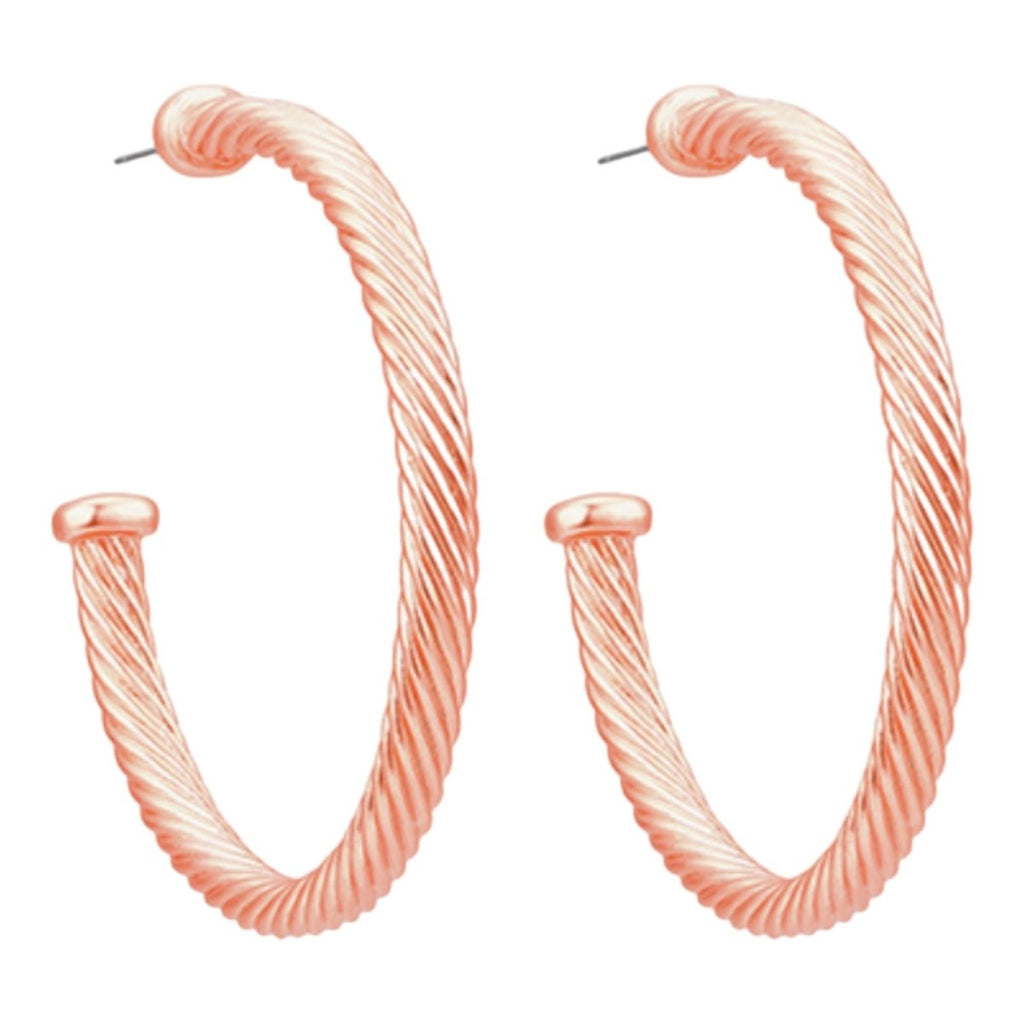 Color Cable Metallic Hoop Earrings | Rose Gold-Earrings-Twist-The Grove
