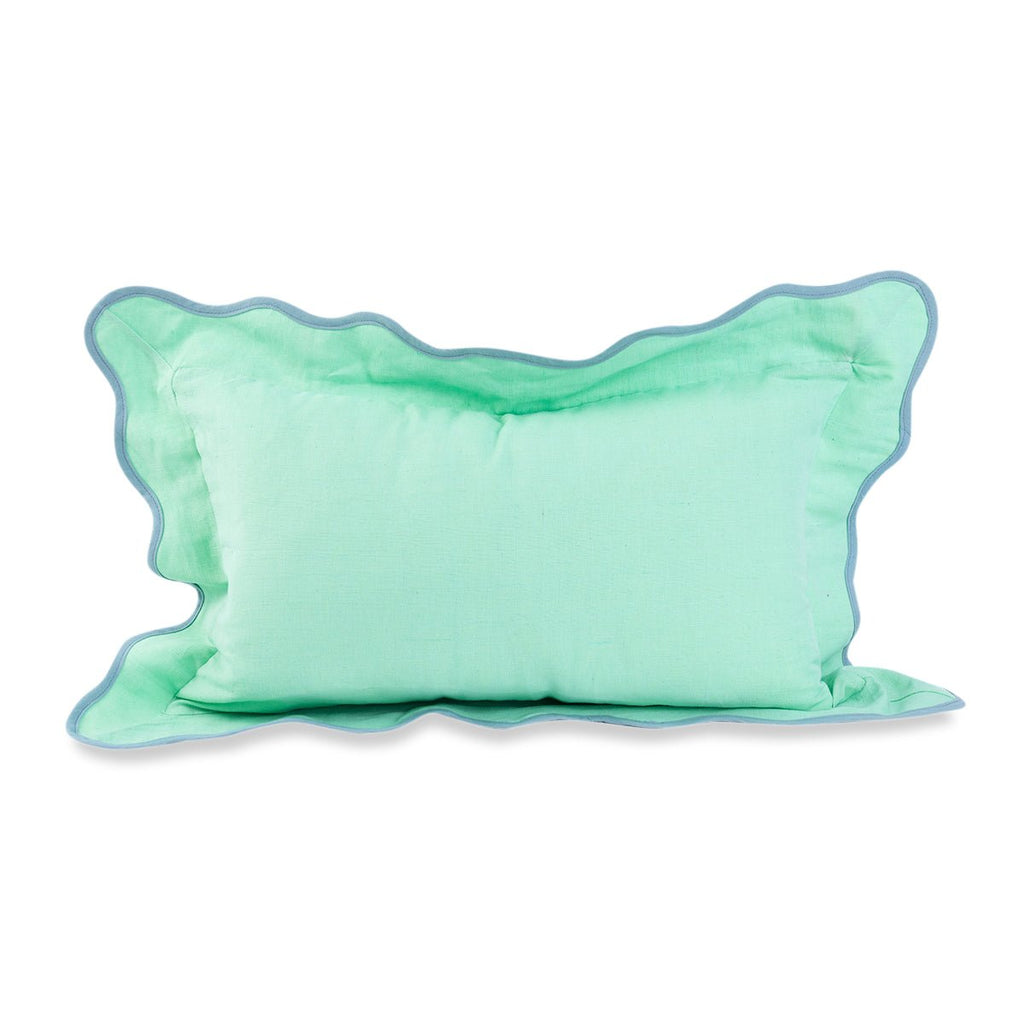Darcy Linen Lumbar Pillow | Mint + Aqua-Throw Pillows-Furbish Studio-The Grove